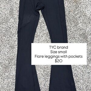 TYC Black Flare Leggings with Pockets